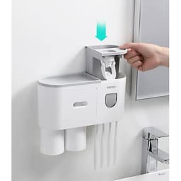 Bộ Nhả Kem Đánh Tự Động OENON, Kệ Treo Bàn Chải Nhà Tắmg Dán Tường Kèm Cốc Hút Từ Tính - OEKEM