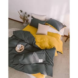 Bộ 4 món chăn ga gối cotton Tici cao cấp TC45 hàng đẹp (set gồm 1 ga, 1 chăn có khóa lồng được ruột, 2 vỏ gối)