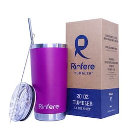 Ly Giữ Nhiệt Nắp Trượt Chống Tràn Rinfere - Tặng Kèm Ống Hút Không Gỉ, Dụng Cụ Vệ Sinh Ông Hút (590ml)