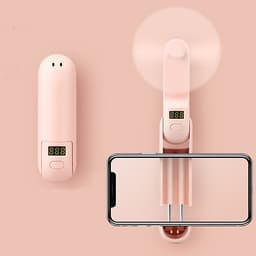 Quạt mini cầm tay kiêm pin sạc dự phòng và kẹp điện thoại 3 trong 1 nhỏ gọn tiện lợi dung lượng 1200mAh thiết kế mặt LED điện tử
