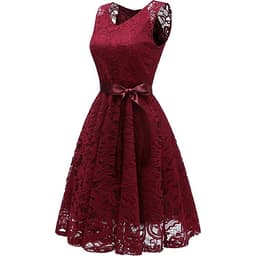 Đầm Ren Dự Tiệc Cổ Chữ V Sát Nách Thắt Lưng Công Chúa