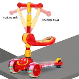 Xe trượt scooter 3 bánh cao cấp dành cho bé, phát nhạc, bánh xe phát sáng vĩnh cửu, rèn luyện vận động, tăng chiều cao cho bé, chịu lực lên tới 90kg
