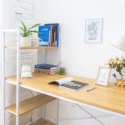 Bàn Làm Việc BEYOURs Neuly Table Gỗ Chân Sắt Phối Kệ Sách Đa Năng
