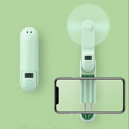 Quạt mini cầm tay kiêm pin sạc dự phòng và kẹp điện thoại 3 trong 1 nhỏ gọn tiện lợi dung lượng 1200mAh thiết kế mặt LED điện tử