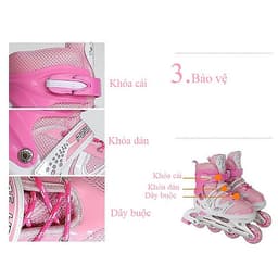 Giày trượt Patin thể thao tăng cường vận động, giải trí cho trẻ em HM089 bánh xe phát sáng tặng kèm bộ đồ bảo hộ 7 món