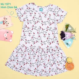 Váy Bé Gái 3-12 Tuổi Ngắn Tay MEEJENA Váy Cho Bé Gái Đủ Họa Tiết Vải Thun Hoa - 1571