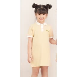 Đầm cho bé gái họa tiết dễ thương xinh xắn  chất liệu thun mát phối màu cổ bẻ GUMAC DKA514 màu Đỏ và Kem ( dành cho bé gái từ 12 tháng đến 7 tuổi)