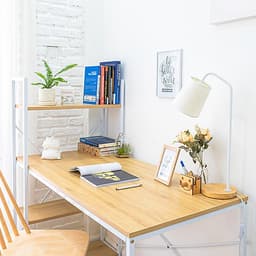 Bàn Làm Việc BEYOURs Neuly Table Gỗ Chân Sắt Phối Kệ Sách Đa Năng