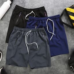Quần short nam dáng thể thao, chất dù co dãn có khóa túi