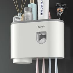 Bộ Nhả Kem Đánh Tự Động OENON, Kệ Treo Bàn Chải Nhà Tắmg Dán Tường Kèm Cốc Hút Từ Tính - OEKEM