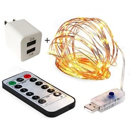 Dây đèn led đom đóm DEHA trang trí nguồn USB kèm điều khiển 8 chế độ nháy vàng nắng
