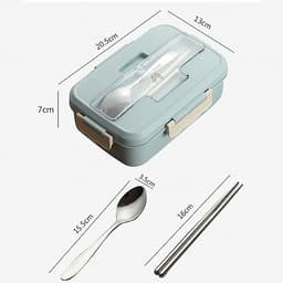 Hộp cơm văn phòng 3 ngăn lúa mạch tặng kèm bộ đũa thìa inox cao cấp, hộp đựng cơm du lịch an toàn sức khỏe