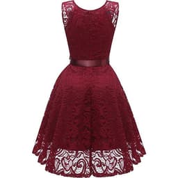 Đầm Ren Dự Tiệc Cổ Chữ V Sát Nách Thắt Lưng Công Chúa