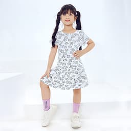 Váy Bé Gái 3-12 Tuổi Ngắn Tay MEEJENA Váy Cho Bé Gái Đủ Họa Tiết Vải Thun Hoa - 1571