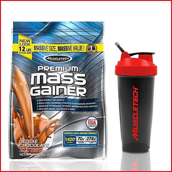Sữa tăng cân nhanh Premium Mass Gainer 12lbs (5,4kg) - Bao bì mới - Hàng chính hãng Muscletech USA - Kèm quà tặng