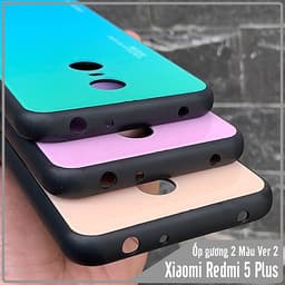 Ốp lưng cho Xiaomi Redmi 5 Plus gương cứng 2 màu Gradient Ver 2 , viền TPU dẻo đen