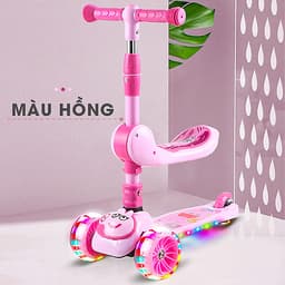 Xe trượt scooter 3 bánh cao cấp dành cho bé, phát nhạc, bánh xe phát sáng vĩnh cửu, rèn luyện vận động, tăng chiều cao cho bé, chịu lực lên tới 90kg