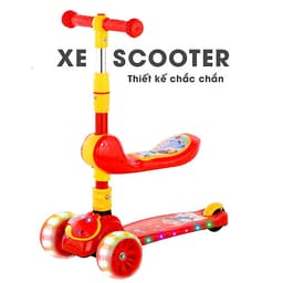 Xe trượt scooter 3 bánh cao cấp dành cho bé, phát nhạc, bánh xe phát sáng vĩnh cửu, rèn luyện vận động, tăng chiều cao cho bé, chịu lực lên tới 90kg