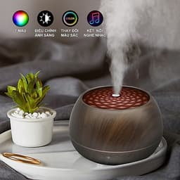 Máy Xông Tinh Dầu Có Loa Bluetooth Kết Nối Với Điện Thoại Nghe Nhạc Cực Hay, Máy Khuếch Tán Tinh Dầu Cho Phòng Lớn Thể Tích 1000ML, Có Remote Điều Khiển Từ Xa và Đèn LED Biến Đổi Màu Cực Đẹp