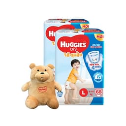 Combo 2 Tã quần HUGGIES DRY PANTS SUPER JUMBO M74/L68/XL62/XXL56 [Tặng gấu bông ngồi] 