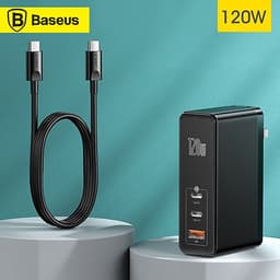 Củ sạc nhanh Baseus GaN 120W 120W PD3.0 QC3.0 SCP FCP 3 cổng sạc với 2 cổng Type-C và 1 cổng sạc mini cho laptop