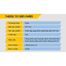 Thảm tập yoga định tuyến cao cấp DOPI DP1102-2 Chất liệu TPE siêu bám