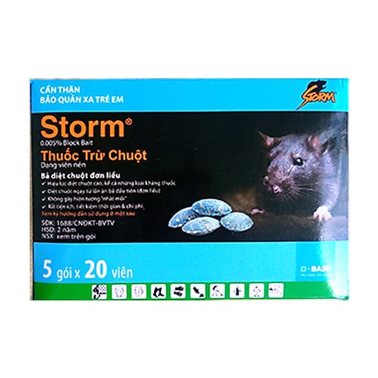 DẠNG GÓI 20 VIÊN | HỘP 100 VIÊN - THUỐC DIỆT CHUỘT STORM - DẠNG VIÊN NÉN - ĐƠN GIẢN DỄ SỬ DỤNG - AN TOÀN VỚI NGƯỜI SỬ DỤNG VÀ MÔI TRƯỜNG