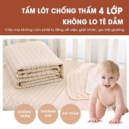 Tấm lót chống thấm cho bé Organic Good Cotton Babyup. Miếng lót chống thấm 4 lớp, mềm mại, thoáng khí, siêu thấm hút, có thể giặt, an toàn cho bé
