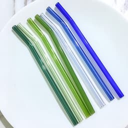 Ống Hút Thủy Tinh Lẻ Thẳng/Cong - Nhiều Màu - 20cm x 0.8cm