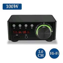 HIFI BT5.0 Digital Amplifier Mini Stereo Audio Amp 100W Dual Channel Sound Power Audio Receiver Stereo AMP USB AUX for