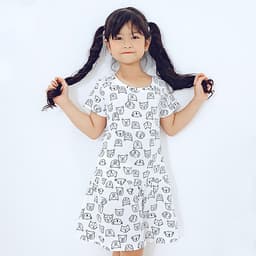 Váy Bé Gái 3-12 Tuổi Ngắn Tay MEEJENA Váy Cho Bé Gái Đủ Họa Tiết Vải Thun Hoa - 1571