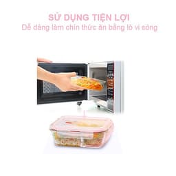 Bộ Hộp Cơm Thủy Tinh Giữ Nhiệt  Văn Phòng Cao Cấp - Kèm Túi Xách và Hộp Đựng Đũa Thìa Home Basics