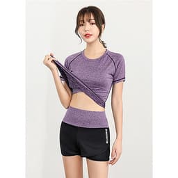 Bộ quần áo tập Gym nữ - Set quần đùi và áo thun thể thao tay ngắn