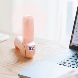Quạt mini cầm tay kiêm pin sạc dự phòng và kẹp điện thoại 3 trong 1 nhỏ gọn tiện lợi dung lượng 1200mAh thiết kế mặt LED điện tử