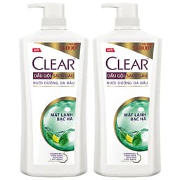Combo 02 Dầu Gội Hỗ Trợ Trị Gàu Clear Mát Lạnh Bạc Hà 880g