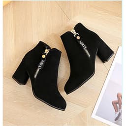 IELGY [Size34-43] Thick bottom women's shoes tide comfortable mid-heel 7cm fashion short boots shoes