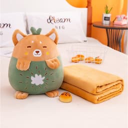 GỐI MỀN 3 trong 1 Trái Cây hình thú cute, thun 4 chiều siêu mịn, bộ chăn gối văn phòng, gấu bông kèm mền GM74-Chuotfruit