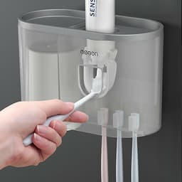 Bộ Nhả Kem Đánh Tự Động OENON, Kệ Treo Bàn Chải Nhà Tắmg Dán Tường Kèm Cốc Hút Từ Tính - OEKEM