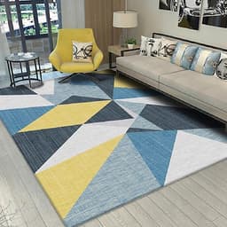 Thảm trải sàn Sofa sang trọng hiện đại trang trí phòng khách Bali in 3D Nhung nỉ lì cao cấp BL09 - Khối tròn vàng