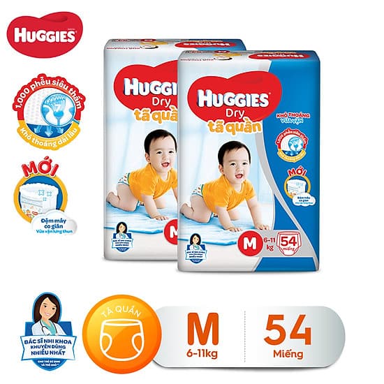 Combo 2 Tã quần HUGGIES DRY BIG JUMBO M54 - L48 - XL42 - XXL38