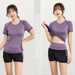 Bộ quần áo tập Gym nữ - Set quần đùi và áo thun thể thao tay ngắn