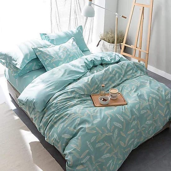 Bộ chăn ga gối cotton PL1  Lá tre xanh 