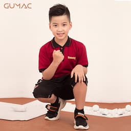 Áo thun cho bé trai phối màu cổ bẻ GUMAC AKA514