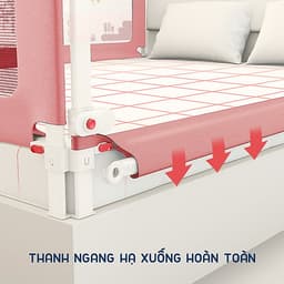 Thanh chắn giường cho bé an toàn cao cấp chống kẹt, cao tới 105cm, hạ được 1 góc, 24 nắc điều chỉnh mẫu mới nhất trượt lên xuống (Giá 1 thanh) 