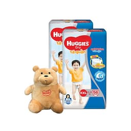 Combo 2 Tã quần HUGGIES DRY PANTS SUPER JUMBO M74/L68/XL62/XXL56 [Tặng gấu bông ngồi] 