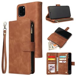 For iPhone 11 iPhone 11 pro iPhone 11 pro max PU Leather Side Magnetic Buckle Multi-card Bracket Full Protective Case with Zipper Wallet Style:iPhone 11 Pro