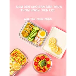 Bộ Hộp Cơm Thủy Tinh Giữ Nhiệt  Văn Phòng Cao Cấp - Kèm Túi Xách và Hộp Đựng Đũa Thìa Home Basics