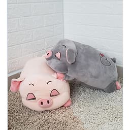 GỐI MỀN heo phê ngủ 3 trong 1, 4 chiều siêu mịn, bộ chăn gối văn phòng