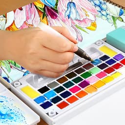 Bộ Màu Nước  Water Color Cao Cấp 12/18/24/36 Màu Tặng  Bút Nước, 2 Mút, 1 Palette