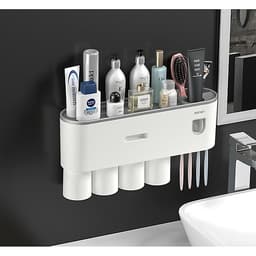 Bộ Nhả Kem Đánh Tự Động OENON, Kệ Treo Bàn Chải Nhà Tắmg Dán Tường Kèm Cốc Hút Từ Tính - OEKEM